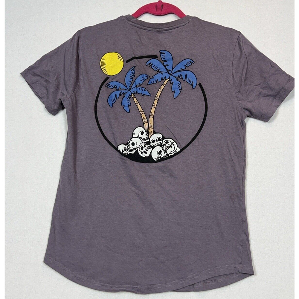 Dikotomy Women's‎ M Skull Island, Palm tree and Sun Graphic Tshirt